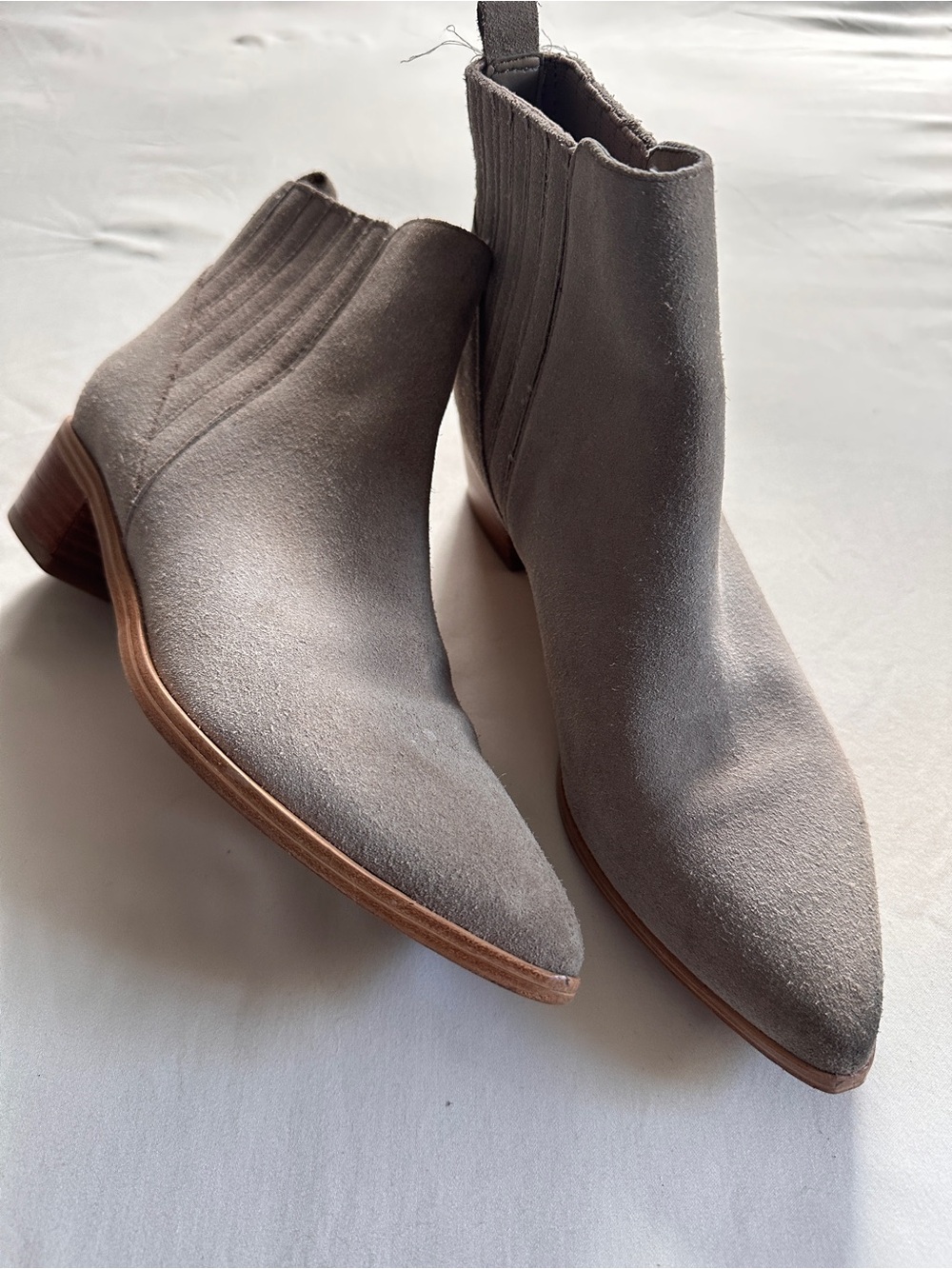 Marc Fisher LTD Alva Taupe Suede Pointy Toe Ankle Booties | 6